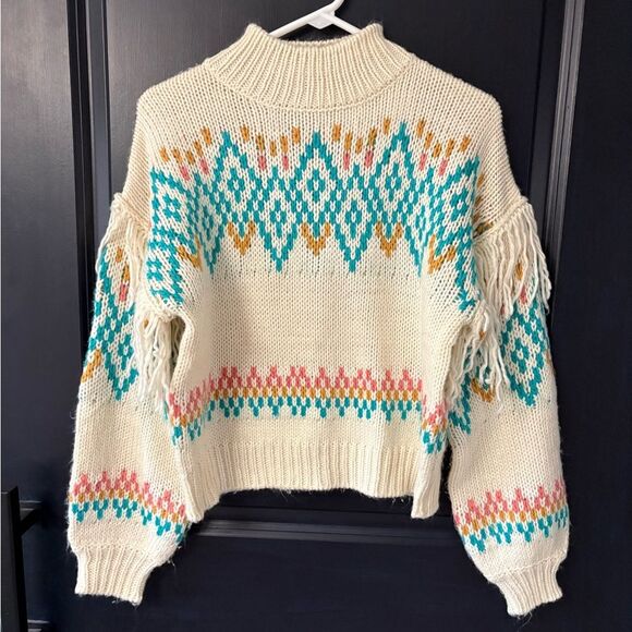 Unbranded Sweaters - Rock & Roll | Southwestern Motif Cowboy Fringe Knit Sweater Oversized Small